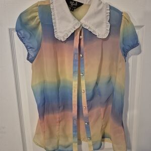 Hell Bunny Rainbow Blouse Size M